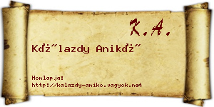 Kálazdy Anikó névjegykártya